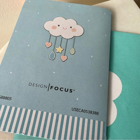 Blue baby shower greeting card with cloud ‎ graphic - Picture 4 of 5